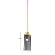 Toltec Odyssey 5in 1-Light Mini Pendant | New Age Brass and Smoke Bubble Glass | Kitchen Island & Dining Room | 5 x 11.25 in | Model 2601-NAB-292