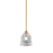 Toltec Odyssey 7in 1-Light Mini Pendant | New Age Brass and Clear Lava Glass | Kitchen Island & Dining Room | 7 x 7 x 8 in | Model 2601-NAB-4230