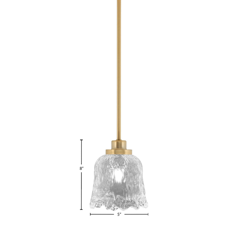 Toltec Odyssey 7in 1-Light Mini Pendant | New Age Brass and Clear Lava Glass | Kitchen Island & Dining Room | 7 x 7 x 8 in | Model 2601-NAB-4230