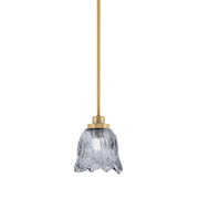 Toltec Odyssey 7in 1-Light Mini Pendant | New Age Brass and Smoke Lava Glass | Kitchen Island & Dining Room | 7 x 7 x 8 in | Model 2601-NAB-4232