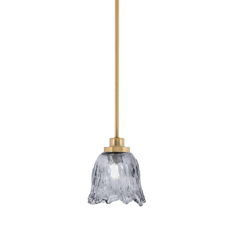 Toltec Odyssey 7in 1-Light Mini Pendant | New Age Brass and Smoke Lava Glass | Kitchen Island & Dining Room | 7 x 7 x 8 in | Model 2601-NAB-4232