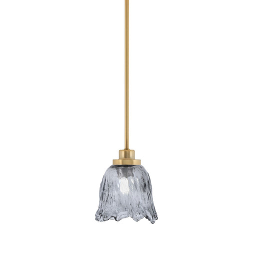 Toltec Odyssey 7in 1-Light Mini Pendant | New Age Brass and Smoke Lava Glass | Kitchen Island & Dining Room | 7 x 7 x 8 in | Model 2601-NAB-4232