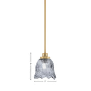Toltec Odyssey 7in 1-Light Mini Pendant | New Age Brass and Smoke Lava Glass | Kitchen Island & Dining Room | 7 x 7 x 8 in | Model 2601-NAB-4232
