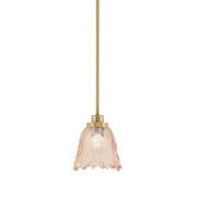 Toltec Odyssey 7in 1-Light Mini Pendant | New Age Brass and Amber Lava Glass | Kitchen Island & Dining Room | 7 x 7 x 8 in | Model 2601-NAB-4233