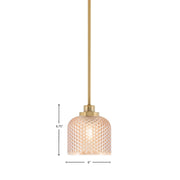 Toltec Odyssey 6in 1-Light Mini Pendant | Warm New Age Brass Steel and Amber Textured Glass | Kitchen Island & Bar Accent | 6 x 6.75 in | Model 2601-NAB-4613