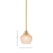 Toltec Odyssey 6in 1-Light Mini Pendant | Industrial New Age Brass Steel and Amber Textured Glass | Kitchen Island & Dining Room | 6 x 6.75 in | Model 2601-NAB-4623