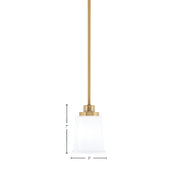 Toltec Odyssey 5in 1-Light Mini Pendant | New Age Brass and White Opal Glass | Kitchen Island & Dining Room | 5 x 7 in | Model 2601-NAB-5031