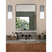 Toltec Odyssey 13.5in 1-Light Wall Sconce | Brushed Nickel and White Opal Glass | Bathroom & Hallway | 5 x 8.25 x 13.5 in | Model 2611-BN-261