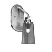 Toltec Odyssey 13.5in 1-Light Wall Sconce | Modern Brushed Nickel and Smoke Bubble Glass | Bedroom & Hallway | 5 x 8.25 x 13.5 in | Model 2611-BN-262
