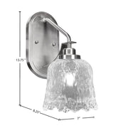 Toltec Odyssey 1-Light Wall Sconce | Modern Brushed Nickel and Clear Lava Glass | Bedroom & Hallway Accent Light | Model 2611-BN-4230