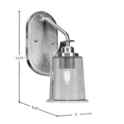 Toltec Odyssey 1-Light Wall Sconce | Modern Brushed Nickel and Smoke Bubble Glass | Bedroom & Hallway Accent Light | Model 2611-BN-5032