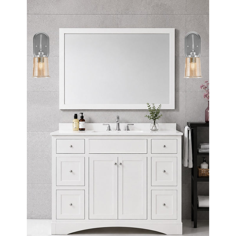 Toltec Odyssey 1-Light Wall Sconce | Modern Brushed Nickel and Amber Bubble Glass | Bedroom & Hallway Accent Light | Model 2611-BN-5033