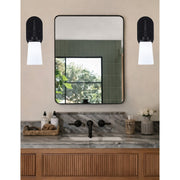 Toltec Odyssey 1-Light Wall Sconce | Matte Black and White Opal Glass | Bedroom & Hallway Accent Light | 5 x 8.25 x 13.5 in | Model 2611-MB-261