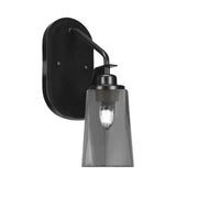 Toltec Odyssey 1-Light Wall Sconce | Matte Black and Smoke Bubble Glass | Bedroom & Hallway Accent Light | 5 x 8.25 x 13.5 in | Model 2611-MB-262