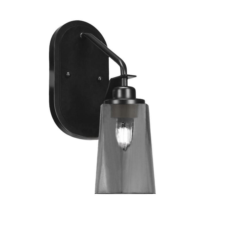 Toltec Odyssey 1-Light Wall Sconce | Matte Black and Smoke Bubble Glass | Bedroom & Hallway Accent Light | 5 x 8.25 x 13.5 in | Model 2611-MB-262