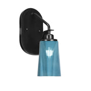 Toltec Odyssey 13.5in 1-Light Wall Sconce | Modern Matte Black and Blue Gradient Glass | Bedroom & Hallway | 5 x 8.25 x 13.5 in | Model 2611-MB-265