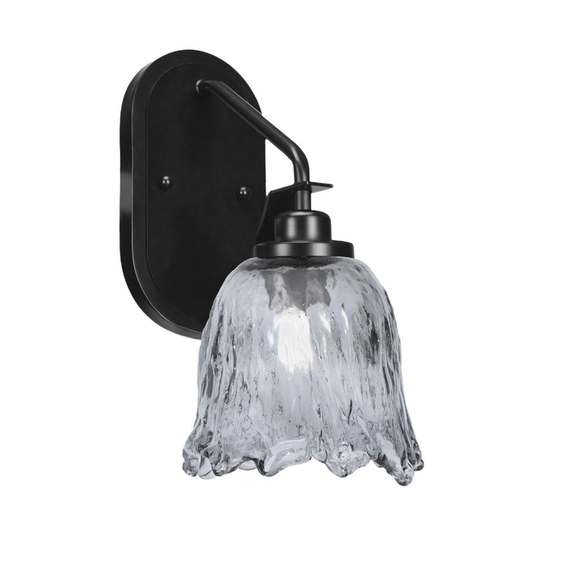 Toltec Odyssey 7in 1-Light Wall Sconce | Modern Matte Black and Smoke Lava Glass | Bedroom & Hallway Accent Light | Model 2611-MB-4232