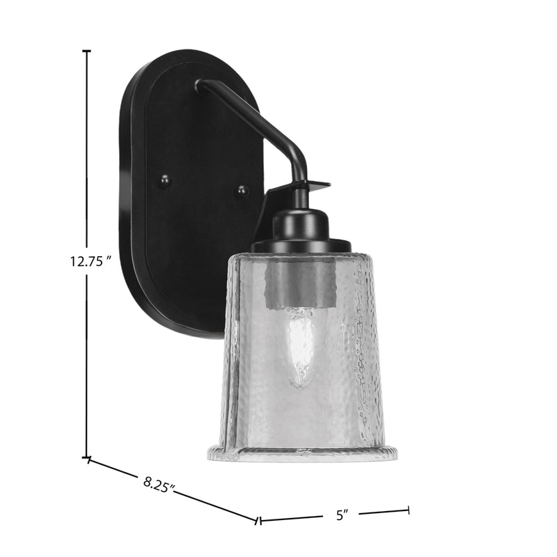 Toltec Odyssey 12.75in 1-Light Wall Sconce | Modern Matte Black and Smoke Bubble Glass | Bedroom & Hallway | 5 x 8.25 x 12.75 in | Model 2611-MB-5032
