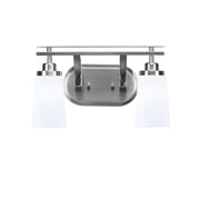 Toltec Odyssey 2-Light Bath Bar | Modern Brushed Nickel and White Opal Glass | Bathroom Vanity & Powder Room | 7.25 x 9.75 in | Model 2612-BN-261