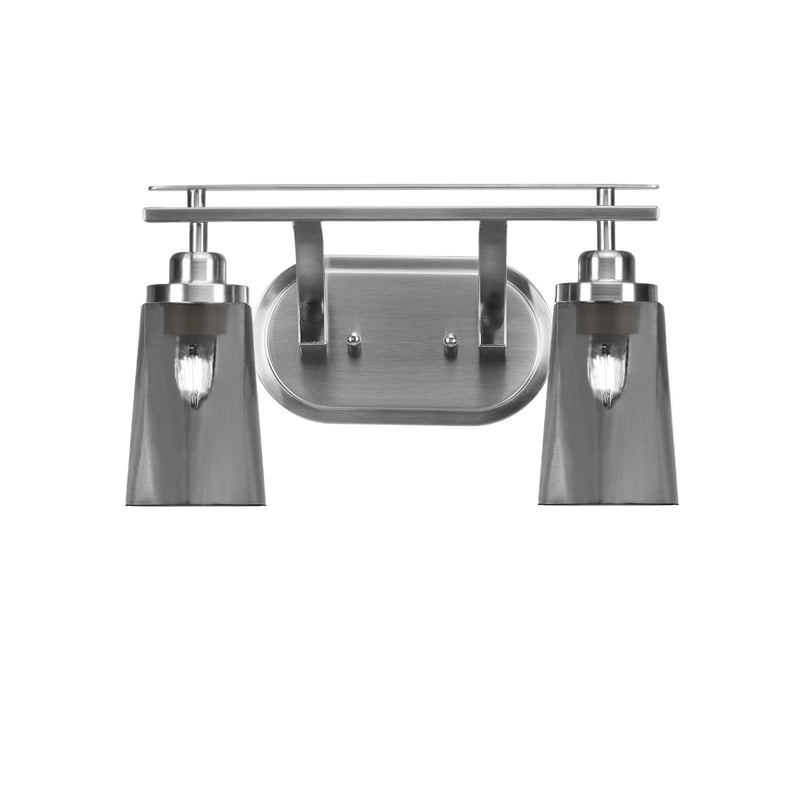 Toltec Odyssey 2-Light Bath Bar | Modern Brushed Nickel and Smoke Bubble Glass | Bathroom Vanity & Powder Room | 7.25 x 9.75 in | Model 2612-BN-262