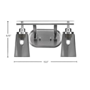Toltec Odyssey 2-Light Bath Bar | Modern Brushed Nickel and Smoke Bubble Glass | Bathroom Vanity & Powder Room | 7.25 x 9.75 in | Model 2612-BN-262