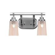 Toltec Odyssey 2-Light Bath Bar | Modern Brushed Nickel and Amber Gradient Glass | Bathroom Vanity & Powder Room | 7.25 x 9.75 in | Model 2612-BN-263