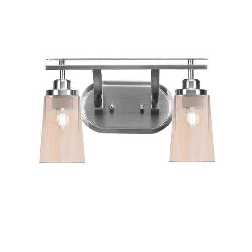 Toltec Odyssey 2-Light Bath Bar | Modern Brushed Nickel and Amber Gradient Glass | Bathroom Vanity & Powder Room | 7.25 x 9.75 in | Model 2612-BN-263