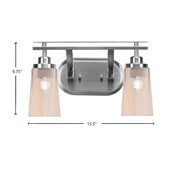 Toltec Odyssey 2-Light Bath Bar | Modern Brushed Nickel and Amber Gradient Glass | Bathroom Vanity & Powder Room | 7.25 x 9.75 in | Model 2612-BN-263
