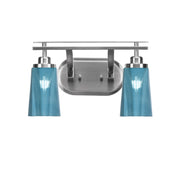 Toltec Odyssey 2-Light Bath Bar | Modern Brushed Nickel and Blue Gradient Glass | Bathroom Vanity & Powder Room | 7.25 x 9.75 in | Model 2612-BN-265