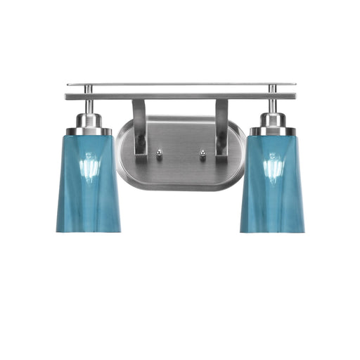 Toltec Odyssey 2-Light Bath Bar | Modern Brushed Nickel and Blue Gradient Glass | Bathroom Vanity & Powder Room | 7.25 x 9.75 in | Model 2612-BN-265