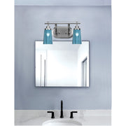 Toltec Odyssey 2-Light Bath Bar | Modern Brushed Nickel and Blue Gradient Glass | Bathroom Vanity & Powder Room | 7.25 x 9.75 in | Model 2612-BN-265