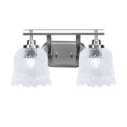 Toltec Odyssey 2-Light Bath Bar | Brushed Nickel and Clear Lava Glass | Bathroom & Powder Room Vanity Light | 8 x 9.75 in | Model 2612-BN-4230