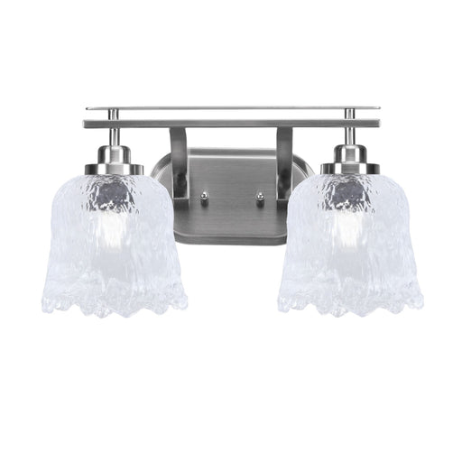 Toltec Odyssey 2-Light Bath Bar | Brushed Nickel and Clear Lava Glass | Bathroom & Powder Room Vanity Light | 8 x 9.75 in | Model 2612-BN-4230