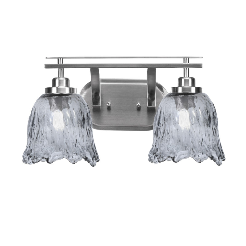 Toltec Odyssey 2-Light Bath Bar | Brushed Nickel and Smoke Lava Glass | Bathroom & Powder Room Vanity Light | 8 x 9.75 in | Model 2612-BN-4232