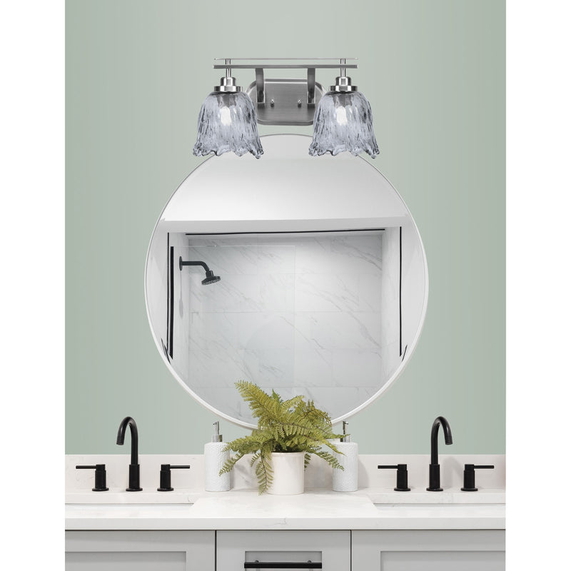 Toltec Odyssey 2-Light Bath Bar | Brushed Nickel and Smoke Lava Glass | Bathroom & Powder Room Vanity Light | 8 x 9.75 in | Model 2612-BN-4232
