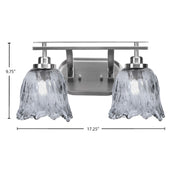 Toltec Odyssey 2-Light Bath Bar | Brushed Nickel and Smoke Lava Glass | Bathroom & Powder Room Vanity Light | 8 x 9.75 in | Model 2612-BN-4232