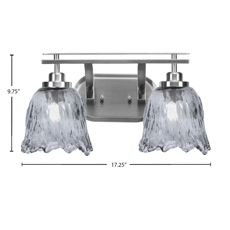 Toltec Odyssey 2-Light Bath Bar | Brushed Nickel and Smoke Lava Glass | Bathroom & Powder Room Vanity Light | 8 x 9.75 in | Model 2612-BN-4232