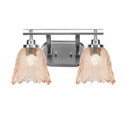 Toltec Odyssey 2-Light Bath Bar | Brushed Nickel and Amber Lava Glass | Bathroom & Powder Room Vanity Light | 8 x 9.75 in | Model 2612-BN-4233