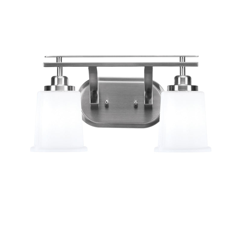 Toltec Odyssey 2-Light Bath Bar | Brushed Nickel and White Opal Glass | Bathroom & Powder Room Vanity Light | 7.5 x 8.75 in | Model 2612-BN-5031