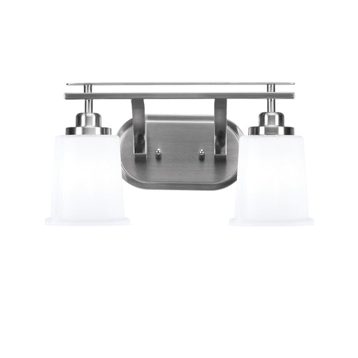Toltec Odyssey 2-Light Bath Bar | Brushed Nickel and White Opal Glass | Bathroom & Powder Room Vanity Light | 7.5 x 8.75 in | Model 2612-BN-5031