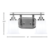 Toltec Odyssey 2-Light Bath Bar | Brushed Nickel and White Opal Glass | Bathroom & Powder Room Vanity Light | 7.5 x 8.75 in | Model 2612-BN-5031