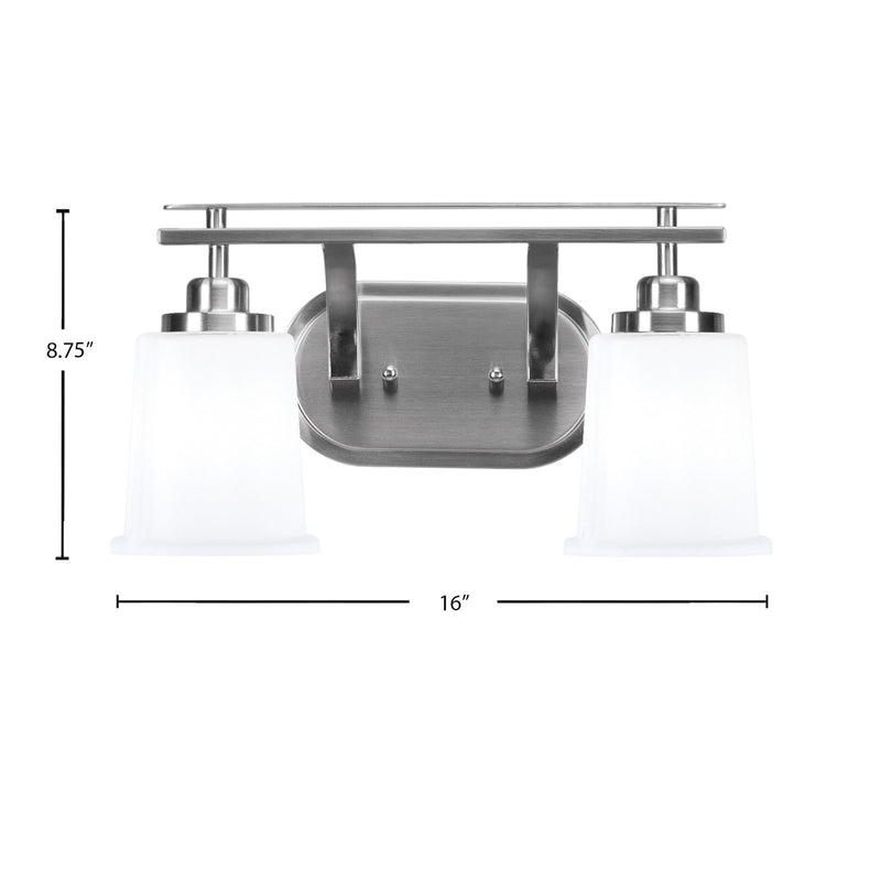 Toltec Odyssey 2-Light Bath Bar | Brushed Nickel and White Opal Glass | Bathroom & Powder Room Vanity Light | 7.5 x 8.75 in | Model 2612-BN-5031