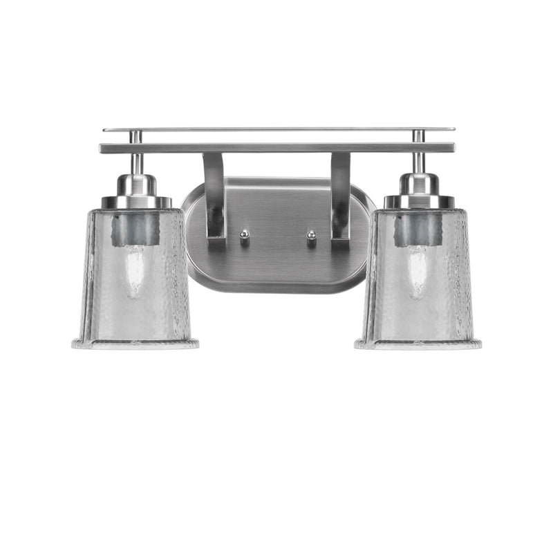 Toltec Odyssey 2-Light Bath Bar | Modern Brushed Nickel and Smoke Bubble Glass | Bathroom Vanity & Powder Room | 7.5 x 8.75 in | Model 2612-BN-5032
