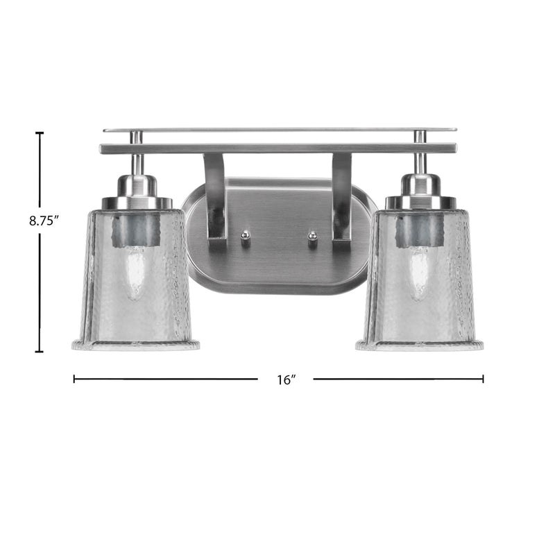 Toltec Odyssey 2-Light Bath Bar | Modern Brushed Nickel and Smoke Bubble Glass | Bathroom Vanity & Powder Room | 7.5 x 8.75 in | Model 2612-BN-5032