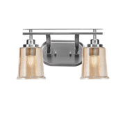 Toltec Odyssey 2-Light Bath Bar | Modern Brushed Nickel and Amber Bubble Glass | Bathroom Vanity & Powder Room | 7.5 x 8.75 in | Model 2612-BN-5033