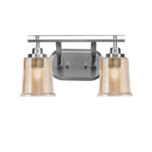 Toltec Odyssey 2-Light Bath Bar | Modern Brushed Nickel and Amber Bubble Glass | Bathroom Vanity & Powder Room | 7.5 x 8.75 in | Model 2612-BN-5033