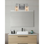 Toltec Odyssey 2-Light Bath Bar | Modern Brushed Nickel and Amber Bubble Glass | Bathroom Vanity & Powder Room | 7.5 x 8.75 in | Model 2612-BN-5033