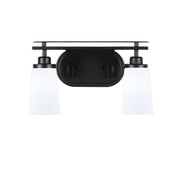 Toltec Odyssey 2-Light Bath Bar | Modern Matte Black and White Opal Glass | Bathroom Vanity & Powder Room | 7.25 x 9.75 in | Model 2612-MB-261