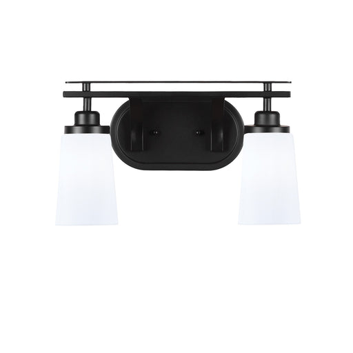 Toltec Odyssey 2-Light Bath Bar | Modern Matte Black and White Opal Glass | Bathroom Vanity & Powder Room | 7.25 x 9.75 in | Model 2612-MB-261