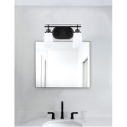 Toltec Odyssey 2-Light Bath Bar | Modern Matte Black and White Opal Glass | Bathroom Vanity & Powder Room | 7.25 x 9.75 in | Model 2612-MB-261